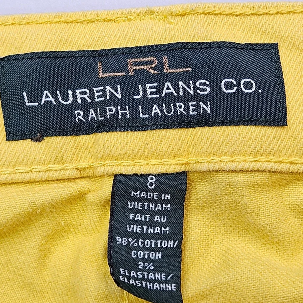 Lauren Jeans Co Ralph Lauren Pants Women 8 Yellow Straight Leg Cotton Blend